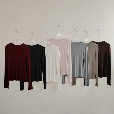 Women's Casual Wool Blend Thermal Long Sleeve T-Shirt Slim Fit 3D Cut Base Layer Top For Autumn Winter Warm Wear