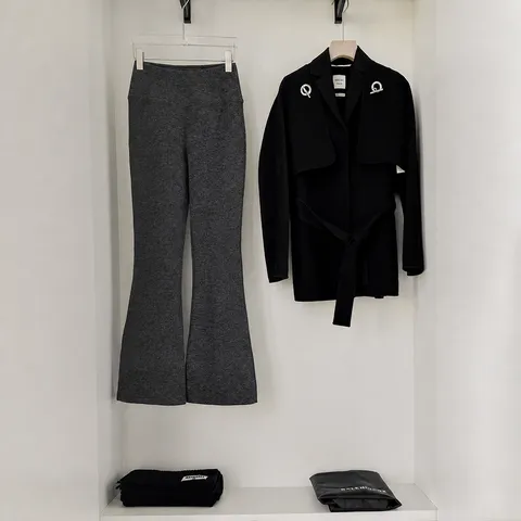 Women Wool Silk Blend Double Sided Fleece Flared Pants High Waist Thermal Warmth Slimming Hip Lifting Full Length Trousers