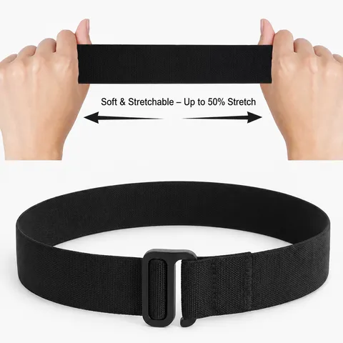 Men Tactical Nylon Belt Outdoor Sports Elastic Canvas Woven Military Training Belt Metal Buckle Casual Waist Belt