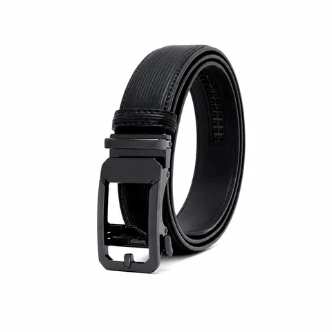 Men Casual Automatic Buckle Leather Belt Genuine Cowhide Business Belt Metal Alloy Ratchet Belt Trouser Belt For Men