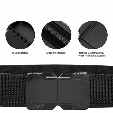 Men Tactical Belt Woven Elastic Canvas Belt Zinc Alloy Quick Release Buckle Outdoor Sports Casual Work Belt