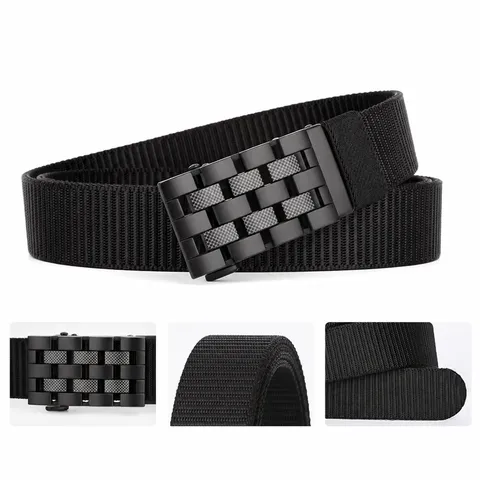 Men's Tactical Belt Nylon Canvas Heavy Duty Outdoor Military Training Belt With Zinc Alloy Automatic Buckle