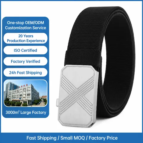 Men's Tactical Belt Quick Release Buckle X Pattern Business Casual Work Woven Elastic Belt