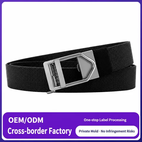 Men's Tactical Woven Belt Stretch Elastic Casual Sports Waistband With Alloy Automatic Buckle For Outdoor Daily Wear