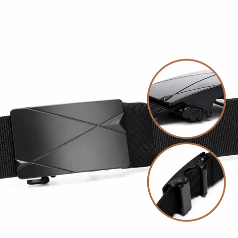 Men Tactical Canvas Belt Business Casual Automatic Buckle Adjustable Waist Strap For Outdoor Daily Wear Fashion