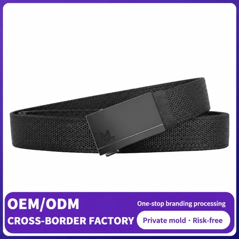 Men Casual Nylon Braided Belt Alloy Automatic Buckle Outdoor Tactical Stretch Waistband Fashion Daily Accessories
