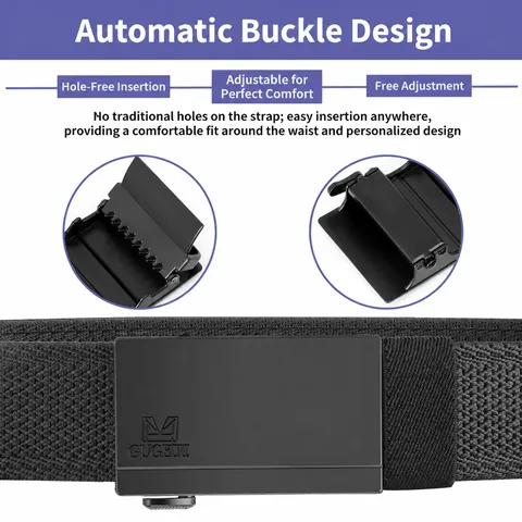 Men Casual Nylon Braided Belt Alloy Automatic Buckle Outdoor Tactical Stretch Waistband Fashion Daily Accessories