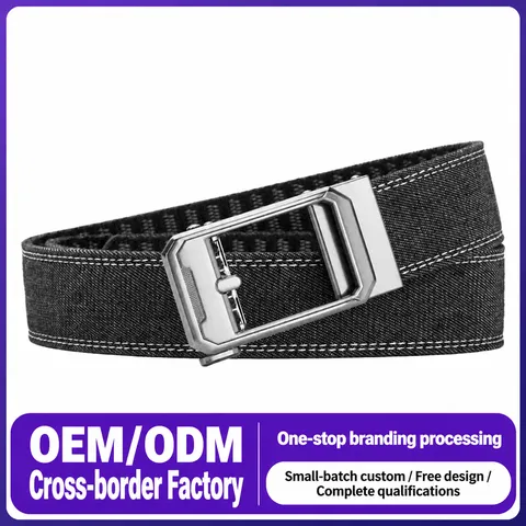 Men Casual Canvas Denim Belt Outdoor Tactical Workwear Belt Alloy Automatic Buckle Adjustable Fashion Waist Belt