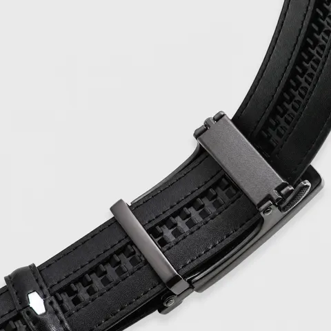 Men's Genuine Split Cowhide Leather Belt Automatic Buckle Business Casual Dress Waist Belt