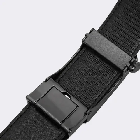 Men's Genuine Leather Automatic Buckle Belt Business Casual Stylish Alloy Buckle Waistband For Trousers Daily Wear