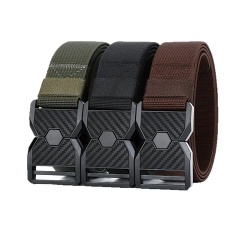 Men's Tactical Woven Belt Elastic Canvas Stretch Belt With Alloy Quick Release Buckle Casual Outdoor Sports Waist Belt