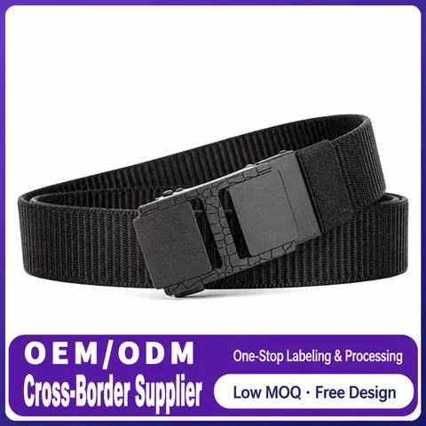 Men Tactical Belt Heavy Duty Nylon Canvas Casual Business Trousers Belt Automatic Buckle Sturdy Thickened Waistband
