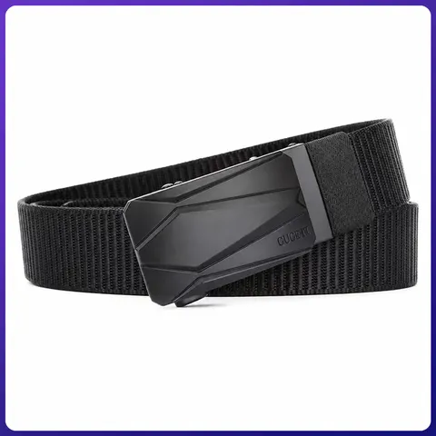 Men's Tactical Belt Woven Canvas Automatic Buckle Casual Outdoor Waist Belt Adjustable Heavy Duty Fashion Pants Belt
