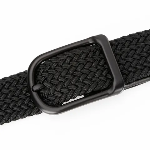 Men's Tactical Woven Stretch Canvas Belt Casual Business Golf Elastic Belt with Alloy Pin Buckle