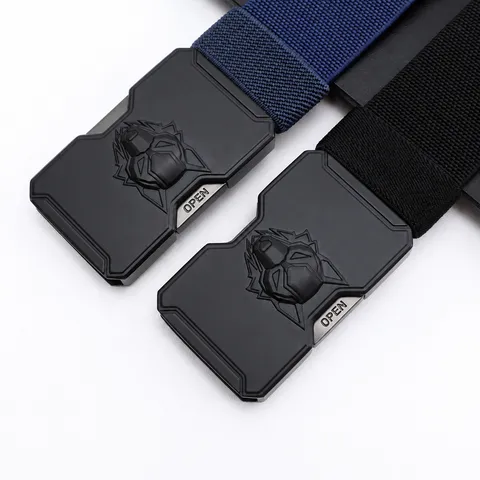 Men's Tactical Woven Belt With Alloy Quick Release Buckle Elastic Strap Outdoor Sports Casual Daily Belt