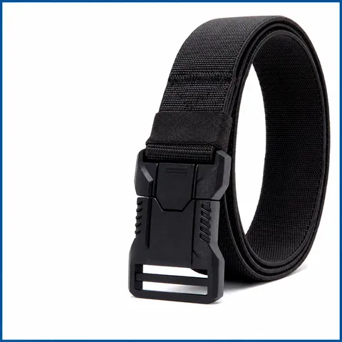 Men Tactical Belt Outdoor Military Training Casual Workwear Canvas Belt Alloy Quick Release Buckle Stretch Webbing Belt