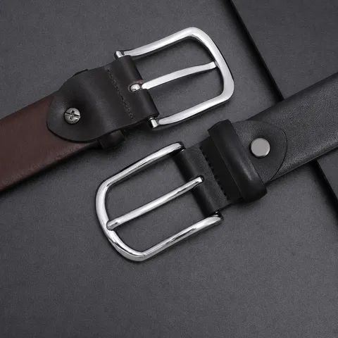 Men's Genuine Leather Business Casual Belt Automatic Pin Buckle Retro Cowhide Pants Belt Fashion Accessories