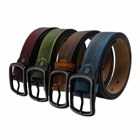 Retro Vintage Men Genuine Leather Belt Business Casual Metal Pin Buckle Pants Belt Adjustable Waistband For Daily