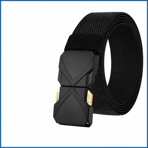 Men Tactical Woven Belt Quick Release Buckle High Elasticity Canvas Belt Outdoor Casual Pants Belt