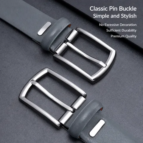 Men's Casual Business Leather Belt Solid Color Pin Buckle Split Cowhide Belt For Daily Commute Formal Wear
