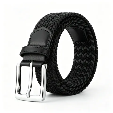 Men's Stretch Braided Elastic Woven Casual Golf Belt Metal Pin Buckle Fashion Accessories