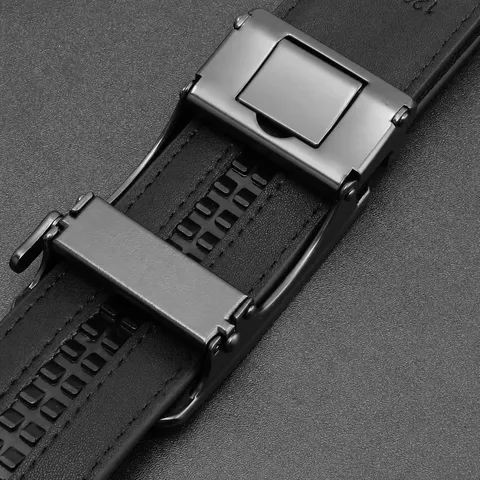 Men S Split Leather Belt Automatic Buckle Casual Business Dress Waistband Metal Ratchet Buckle Belt For Men Suit Trousers