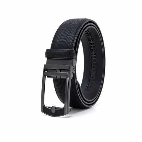 Men's Automatic Buckle Leather Belt Business Casual Dress Belt Split Cowhide Leather Strap With Zinc Alloy Buckle