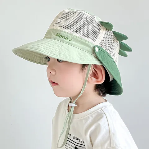 Chapeau de Soleil Enfant Été Respirant Maille Dessin Animé Animal Large Bord Bob Tout-Petits Extérieur Protection Solaire Plage