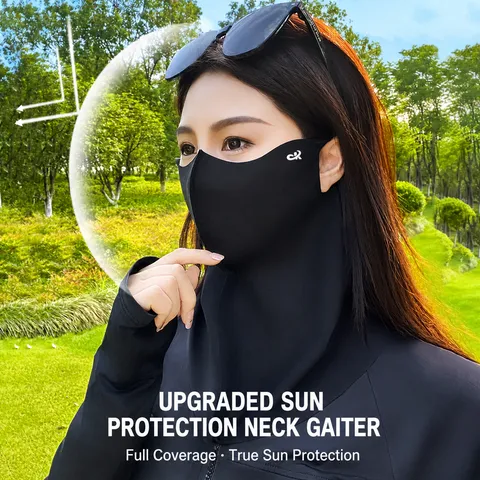 Masque Facial de Protection Solaire pour Femmes Protection UV Soie Glacée Respirant Couverture Complète du Visage Protège-Cou Été Extérieur