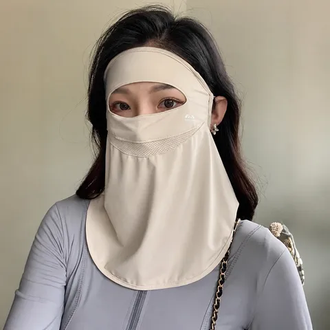 Damen Sonnenschutz Gesichtsmaske Eisseide UV Schutz Ganzgesicht Abdeckung Radfahren Sturmhaube Atmungsaktiv Outdoor Maske