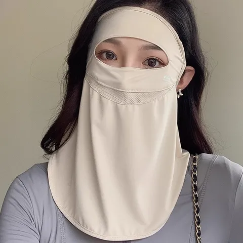 Damen Sonnenschutz Gesichtsmaske Eisseide UV Schutz Ganzgesicht Abdeckung Radfahren Sturmhaube Atmungsaktiv Outdoor Maske