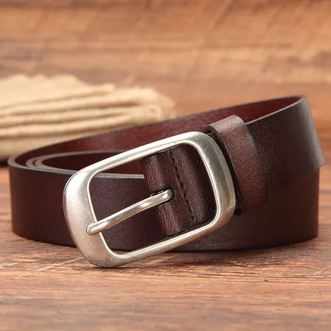 Genuine Leather Belt For Women Men Vintage Casual Versatile Pin Buckle Cowhide Jeans Belt Fashion Waist Accessory
