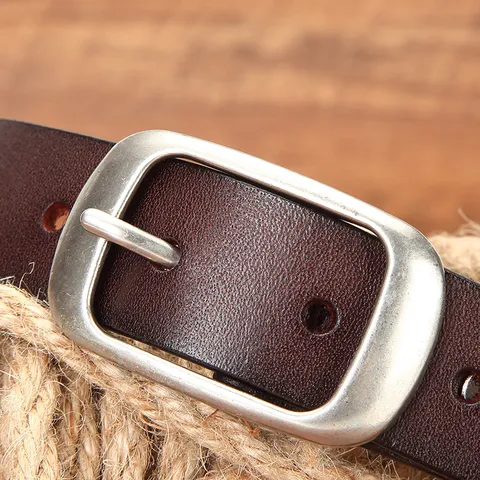 Genuine Leather Belt For Women Men Vintage Casual Versatile Pin Buckle Cowhide Jeans Belt Fashion Waist Accessory