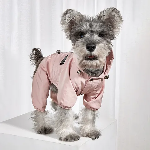 Imperméable pour Chien à Quatre Pattes avec Capuche Vêtements Réfléchissants pour Animaux de Compagnie Veste de Pluie Coupe-vent pour Petits Chiens Moyens