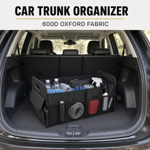 Organizador de Maletero de Coche Caja de Almacenamiento Plegable Gran Capacidad Tela Oxford Bolsa de Almacenamiento con Divisores Bolsillos