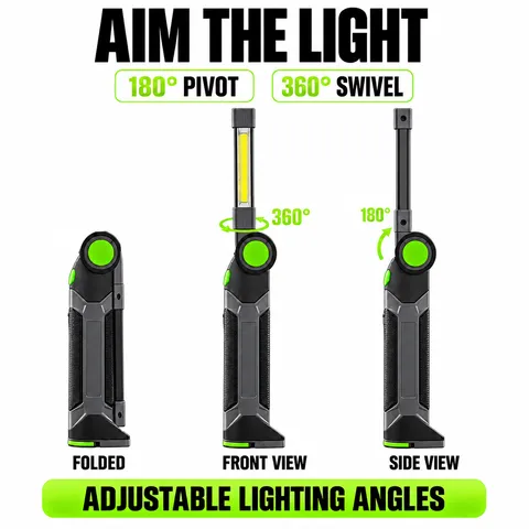 Portable COB LED Work Light Foldable Rechargeable Inspection Lamp With Magnetic Base For Outdoor Car Repair