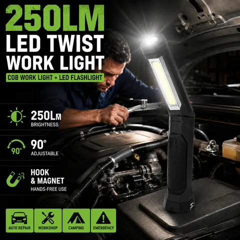 Lampe de Travail LED Pliable Portable Double Source Lumineuse Lampe de Inspection Avec Crochet Et Aimant Pour Camping en Plein Air Réparation Automobile