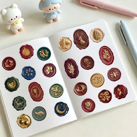 Vintage Wax Seal 3D Relief Decorative Stickers For Phone Case Notebook DIY Craft Botanical Animal Pattern Wax Seal Stamps Stickers