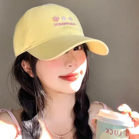 Casquette de Baseball en Coton pour Femmes Mignonne Broderie de Petites Fleurs Protection Solaire Respirante Chapeau de Sport Ajustable Décontracté