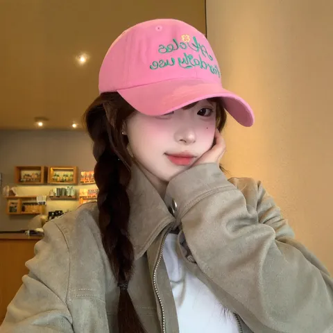 Casquette de Baseball en Coton pour Femmes Style Coréen Lettre Brodée Protection Solaire Décontracté Chapeau de Sport Réglable