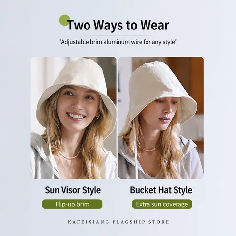 Chapeau Bob d'Été pour Femme Large Bord Imperméable Séchage Rapide Protection Solaire Chapeau de Pêcheur Unie