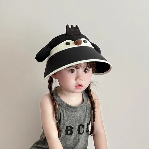 Chapeau de Soleil Mignon Pingouin pour Enfants Été Extérieur Visière Vide Chapeau Pliable Bébé Plage Garçons Filles Visière