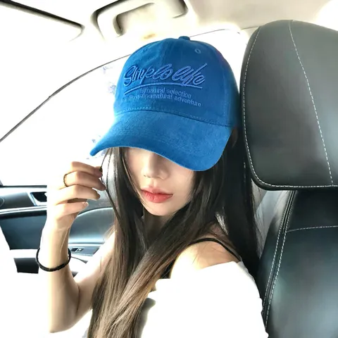 Casquette de Baseball Femme Vintage Broderie Lettre Coton Dad Hat Ajustable Chapeau de Soleil