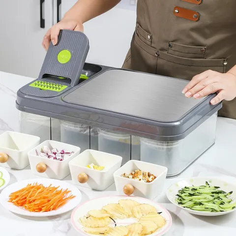 Multifunctional Vegetable Cutter Stainless Steel Chopping Board Kitchen Food Chopper Grater Slicer Dicer With Storage Box