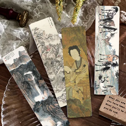 Vintage Klassieke Chinese Schilderijen Papieren Bladwijzers Set Oude Stijl Landschap Portret Bloemen Decoratieve Bladwijzers Voor Lezen Cadeau