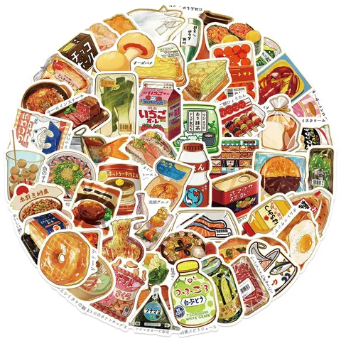 Japanese Food Graffiti Stickers Waterproof DIY Decorative Decals For Phone Case Water Bottle Laptop Scrapbooking Stationery Stickers