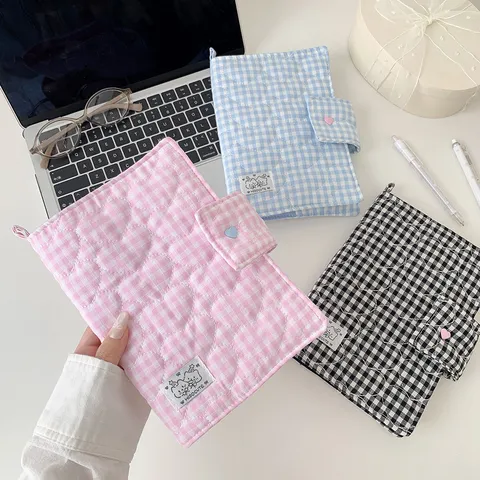 Style Coréen Mignon Carreau Matelassé Protège-Carnet Esthétique Ins Fille École Journal Manchon de Protection