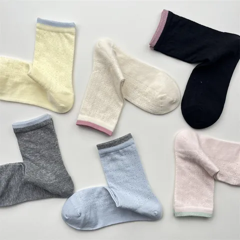 Calcetines de Tubo Medio de Algodón Casual de Malla Hueca de Vid Retro Japonesa para Mujer