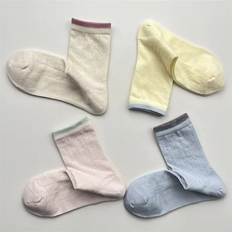 Calcetines de Tubo Medio de Algodón Casual de Malla Hueca de Vid Retro Japonesa para Mujer