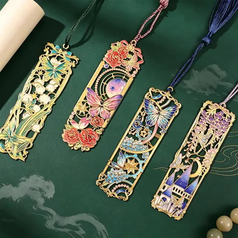 Vintage Durchbrochenes Metall Lesezeichen Mit Quaste Anhänger Elegantes Schmetterling Blumen Design Klassischer Seitenmarkierer Zum Lesen